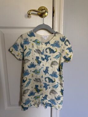 Angel Dear Henley Romper with Blue Dino Print